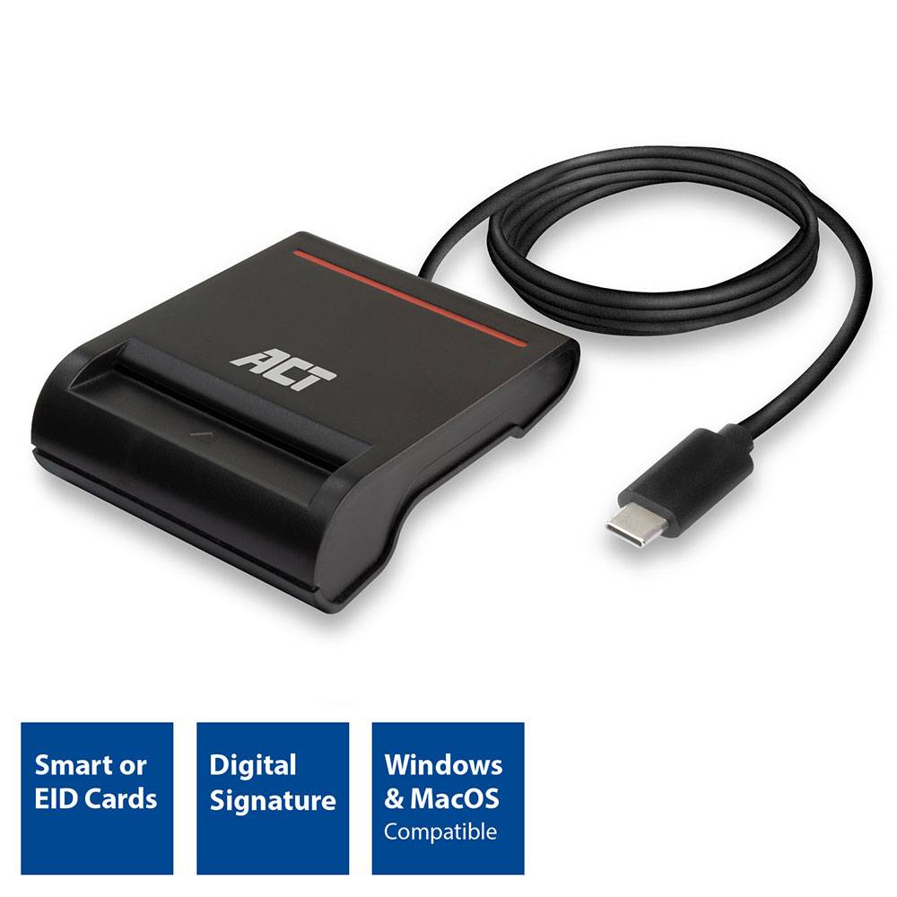 ACT AC6020 USB-C Smartcard eID Kartenleser - Extern - Schwarz-1