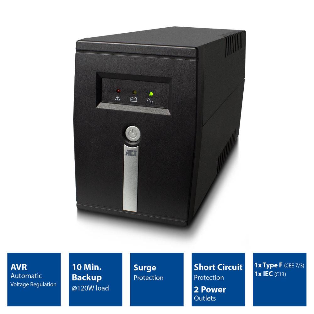 ACT AC2305 UPS Notstromversorgung - 600VA - 1x CEE7/3 - 1x C13 Anschluss - 360W - AVR-2