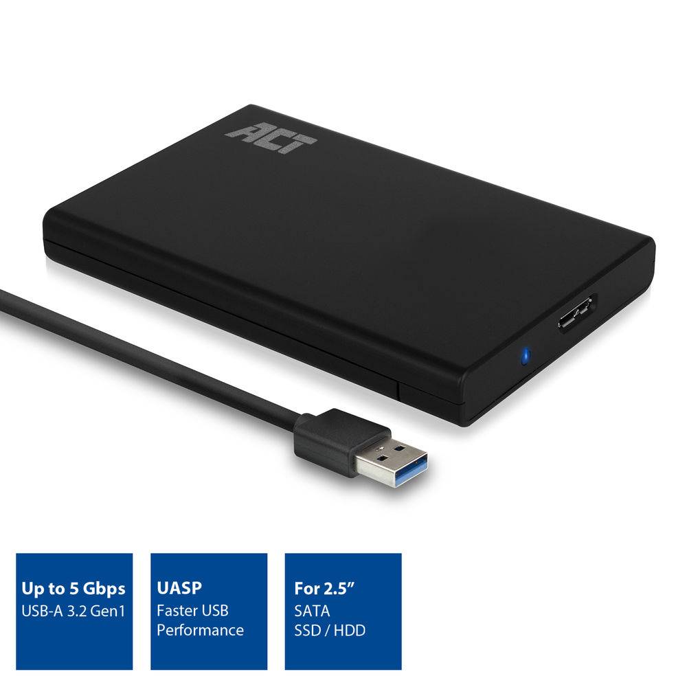 ACT AC1215 2,5" SATA SSD/HDD Schraubenloses Gehäuse USB 3.2 Gen1-3