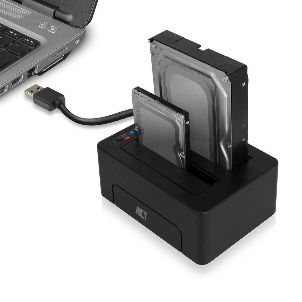 ACT AC1504 2,5" und 3,5" SATA-Doppelfestplatten-Dockingstation USB 3.2 Gen1 - Schwarz-2