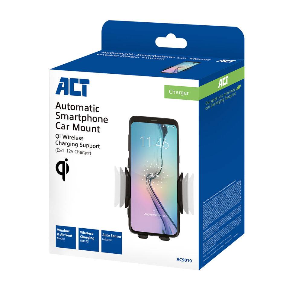 ACT AC9010 Auto-Telefonhalterung | Smartphone-Halterung Saugnapf/Belüftung | Kabellose Ladefunktion | Automat…-4