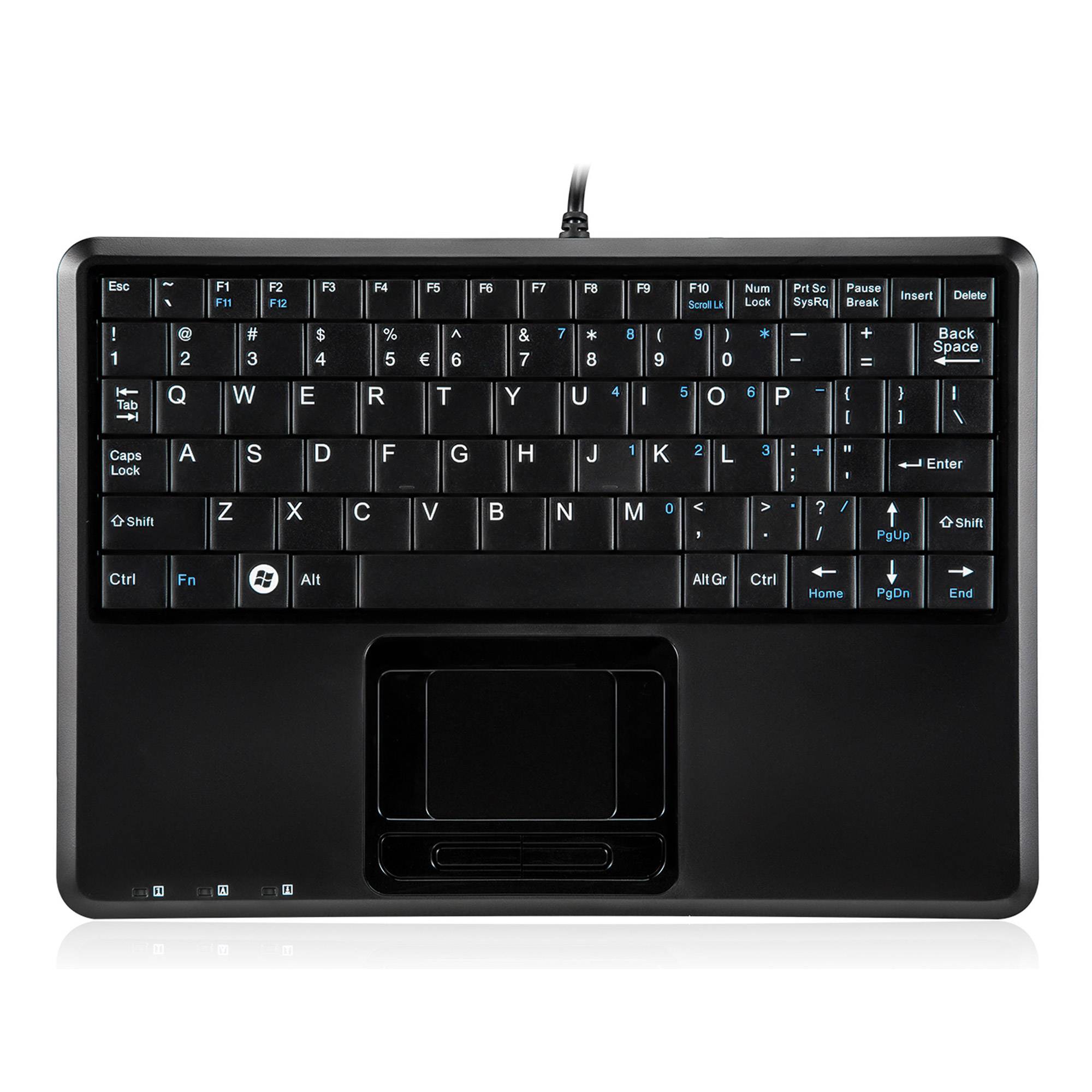 Perixx PERIBOARD-510 H PLUS US, Mini USB-Tastatur, Touchpad, Hub, schwarz-0