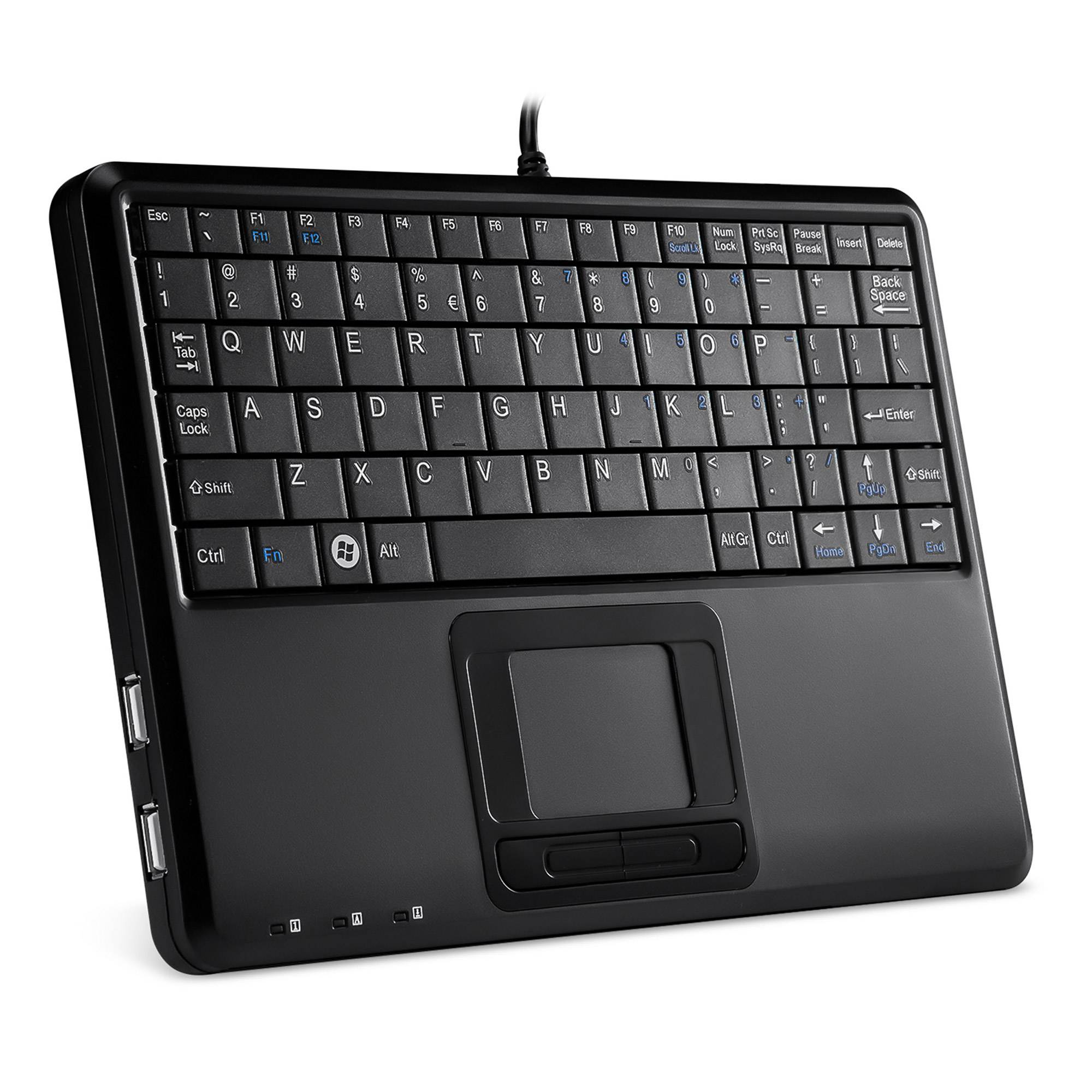 Perixx PERIBOARD-510 H PLUS US, Mini USB-Tastatur, Touchpad, Hub, schwarz-1