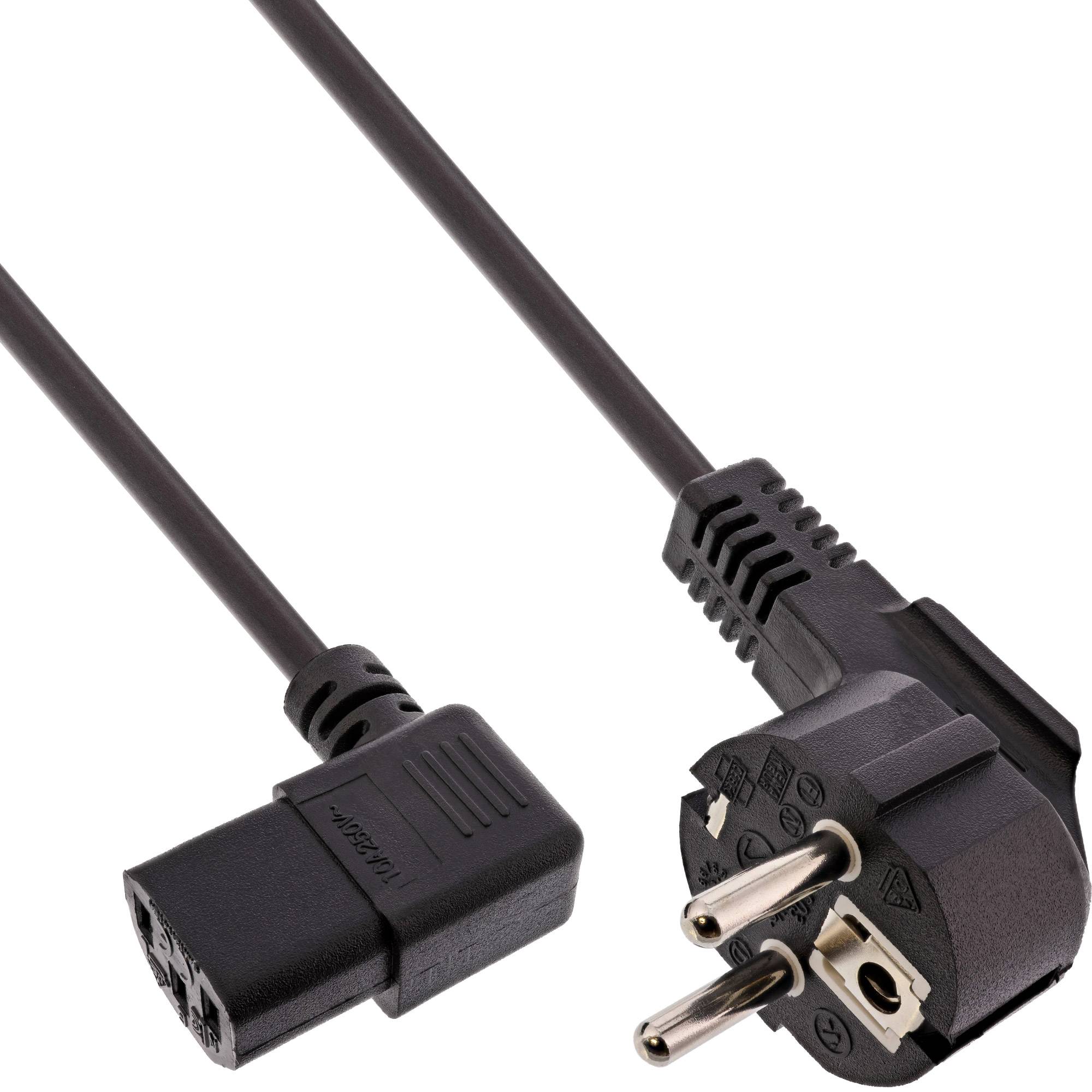 InLine® Netzkabel, Schutzk. gew. / Kaltgerätest. C13 links abgew., 1m-0