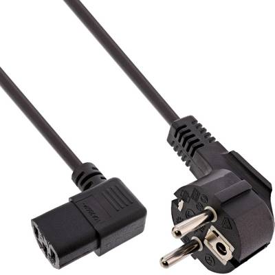InLine® Netzkabel, Schutzk. gew. / Kaltgerätest. C13 links abgew., 1m-0