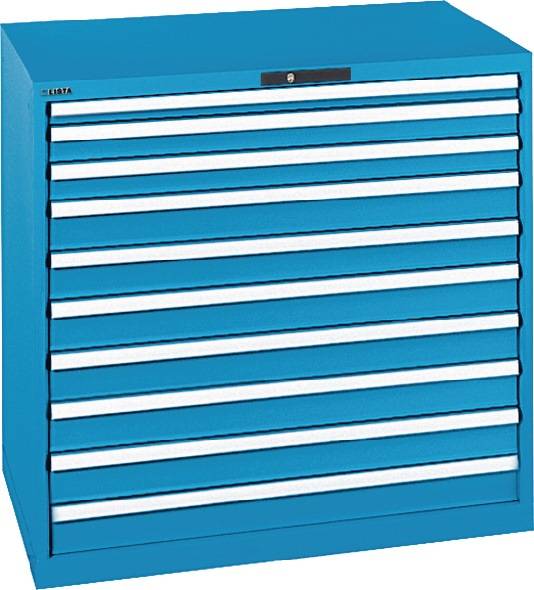 Schubladenschrank H1000xB1023xT725mm lichtblau 10Schubl.Vollauszug,KeyLock LISTA