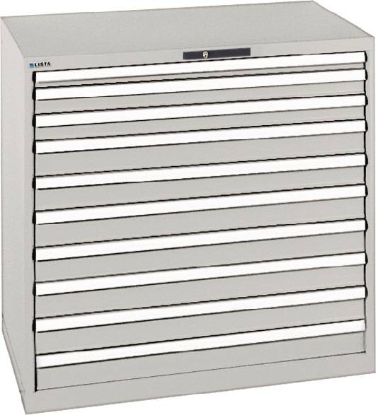 Schubladenschrank H1000xB1023xT725mm lichtgrau 10Schubl.Vollauszug,KeyLock LISTA