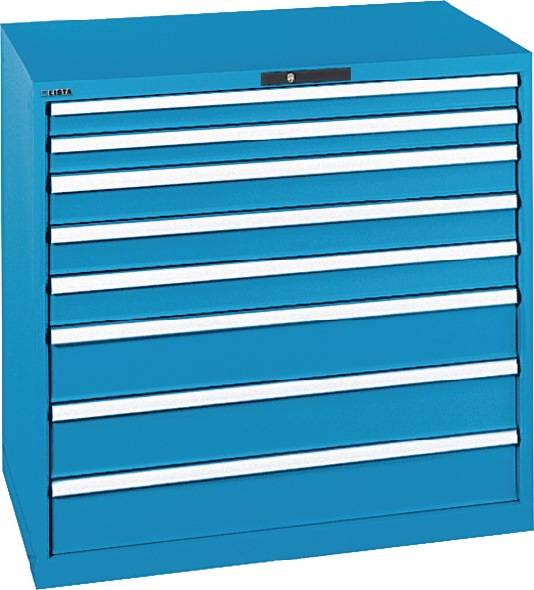 Schubladenschrank H1000xB1023xT725mm lichtblau 6 Schubl.Vollauszug,KeyLock LISTA