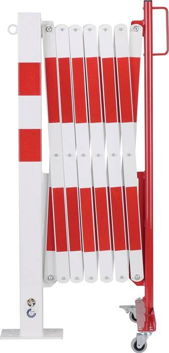Sperrpfosten L4000xH1000mm m.Scherengitter z.Aufschr.rot/weiß 71x70mm-1