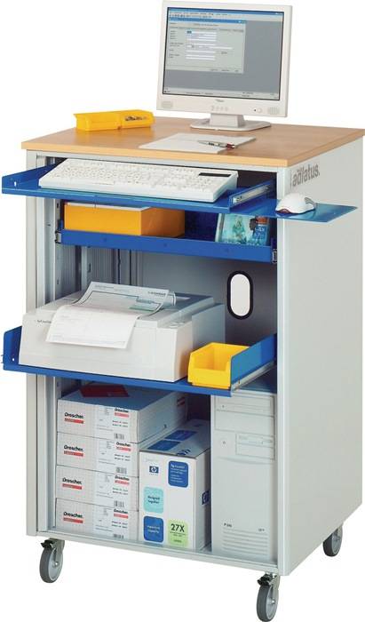 Computerschrank H1100xB720xT660mm mobil enzianblau/lichtgrau-0