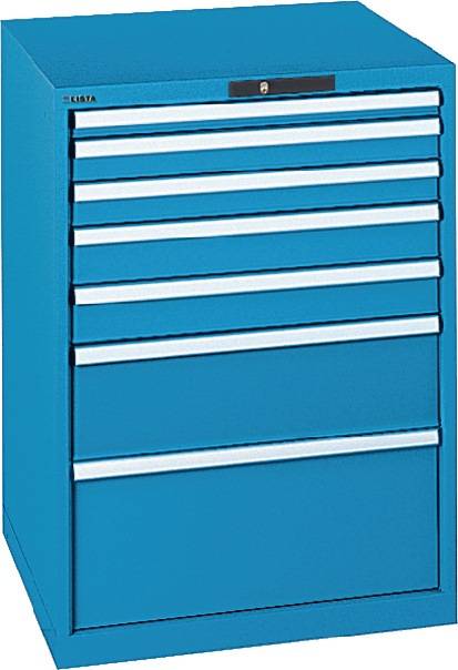 Schubladenschrank 36x36E B717xT725xH1000mm RAL 5012 7 Schubladen 75/200kg - Artikel: 7830932308