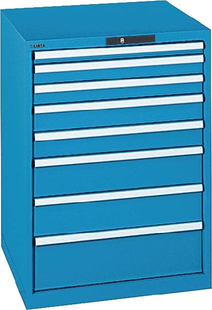 Schubladenschrank 36x36E B717xT725xH1000mm RAL 5012 8 Schubladen 75/200kg - Artikel: 7830932310