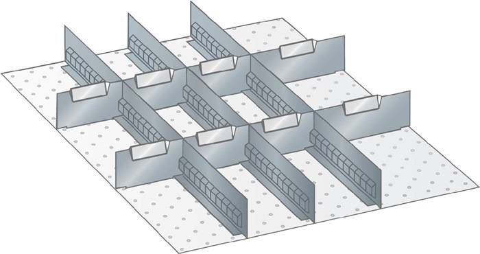 Schubladenunterteilungsmaterial Front-H.75mm 3 Trenn-/2 Schlitzwände LISTA-1