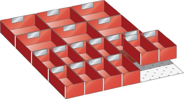 Schubladenunterteilungsmaterial Front-H.75mm 3 Trenn-/2 Schlitzwände LISTA-2