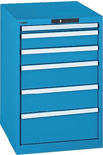Schubladenschrank H850xB564xT725mm blau/blau 6 Schubl.Vollauszug,KeyLock-0