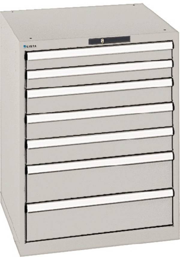 Schubladenschrank H850xB717xT725mm grau/grau 7 Schubl.Vollauszug,KeyLock