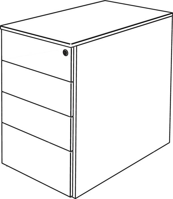 Standcontainer M-ove H720-760xB430xT800mm anthrazit m.4 Schubl.KERKMANN-0