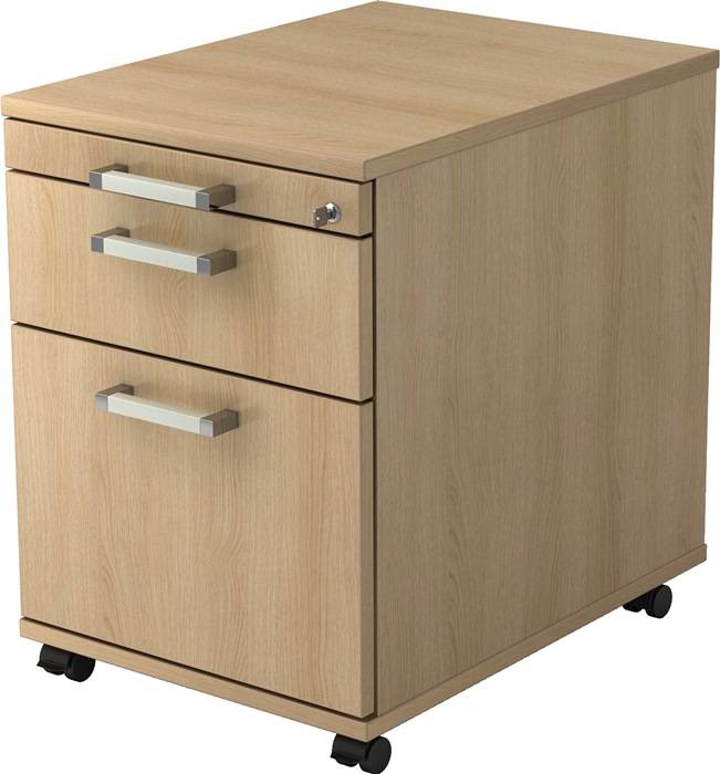 Rollcontainer Teda H590xB428xT580mm Eichedek 1Schubl.u.1Registratur m.Chromgriff-0