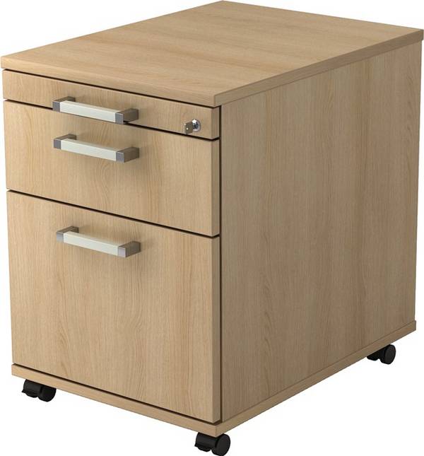 Rollcontainer Teda H590xB428xT580mm Eichedek 1Schubl.u.1Registratur m.Chromgriff
