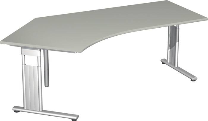 PC-Arbeitstisch H680-820xB2166xT1130mm 135Grad li.grau C-Fuß silber GERAMÖBEL