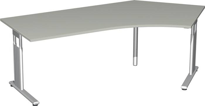 PC-Arbeitstisch H680-820xB2166xT1130mm 135Grad re.grau C-Fuß silber GERAMÖBEL