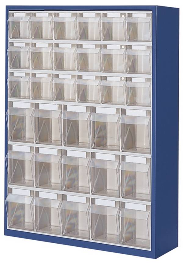 Magazinschrank H880xB634xT200mm lichtgrau Klarsichtmagazine 18xB,15xC