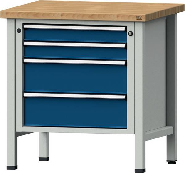 Werkbank V B800xT700xH890mm Universalplatte lichtgrau enzianblau 4 Schubl.ANKE