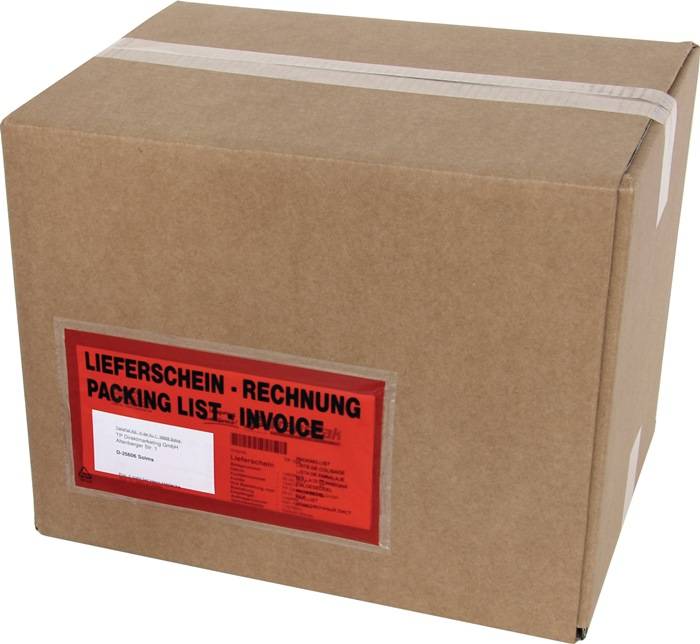 Begleitpapiertasche Folie,selbstkl.rot/transp.B240xL130mm LS/RE 1000 St./Krt.-1