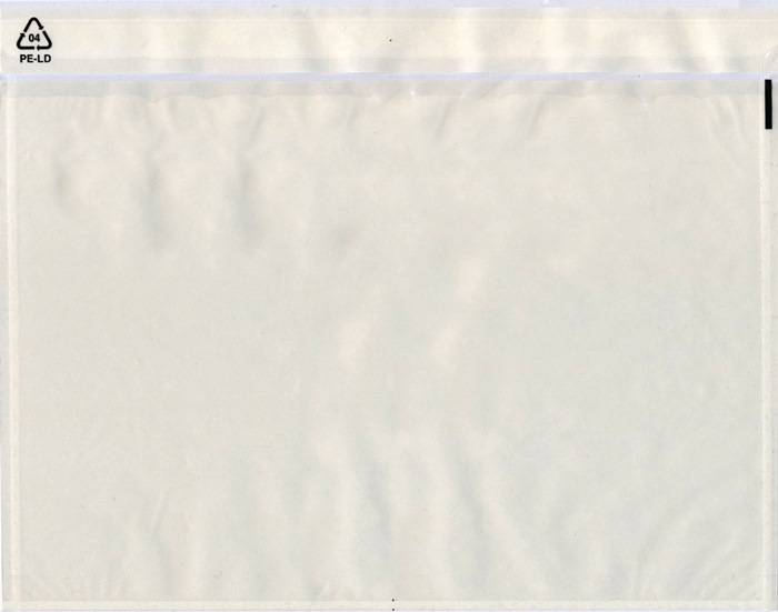 Begleitpapiertasche Folie,selbstkl.weiß/transp.B235xL175mm o.Druck 1000 St./Krt.