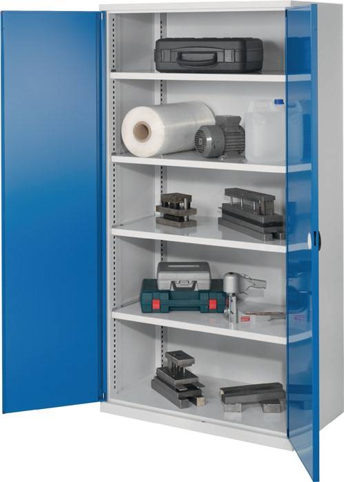 Schwerlastschrank H1950xB1000xT600mm lichtgrau/enzianblau 4 Fachböden Trgf.160kg-0