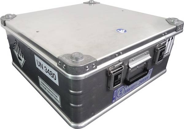 Aluminium-Transportbox für Akkus, BxTxH 600x600x250 mm, Gewicht 11,5 kg