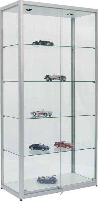 Vitrine H2000xB1000xT500mm Schiebetür Beleuchtung NV Alu-silberfarbig WSM-0