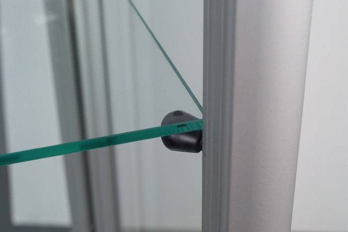 Vitrine H2000xB1000xT500mm Schiebetür Beleuchtung NV Alu-silberfarbig WSM-1