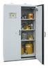 Gefahrstoffschrank, BxTxH 1190x598x1935 mm, Innen HPL, 3 Böden, 1 Bodenauffangwanne mit Lochblecheinsatz, Typ 90, RAL 70