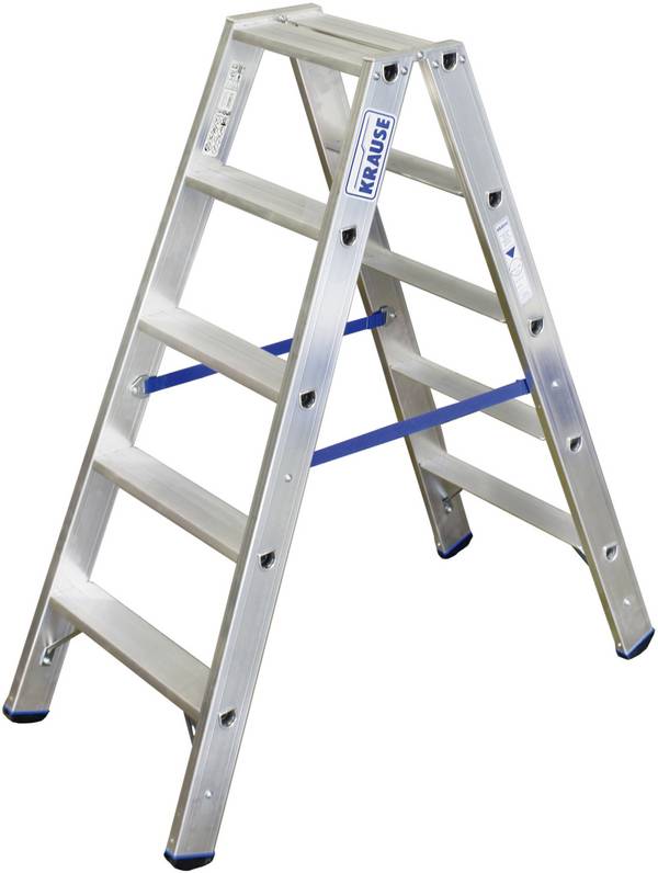 Krause KRAUSE - STABILO Stufen DoppelLeiter 2x5 124739 124739 Aluminium Stufen-Doppelleiter  Arbeitshöhe (max.): 2.70 m Silber DIN EN 131 6.7 kg