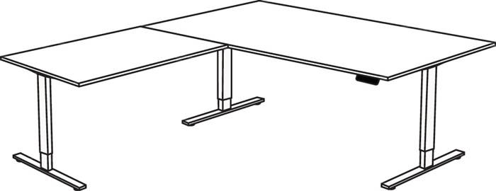 Schreibtisch M-ove silber H720-1200xB2000xT2200mm graphit m.Anbautisch-1