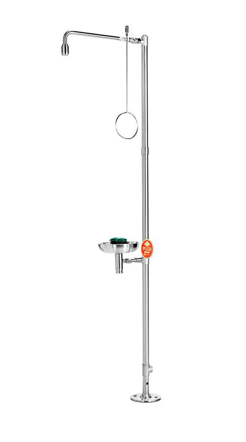 Körper-/Augendusche,2 Brauseköpfe fix m. Becken,Anschluss 1 1/4" innen,Edelstahl,Bodenaufstellung-0