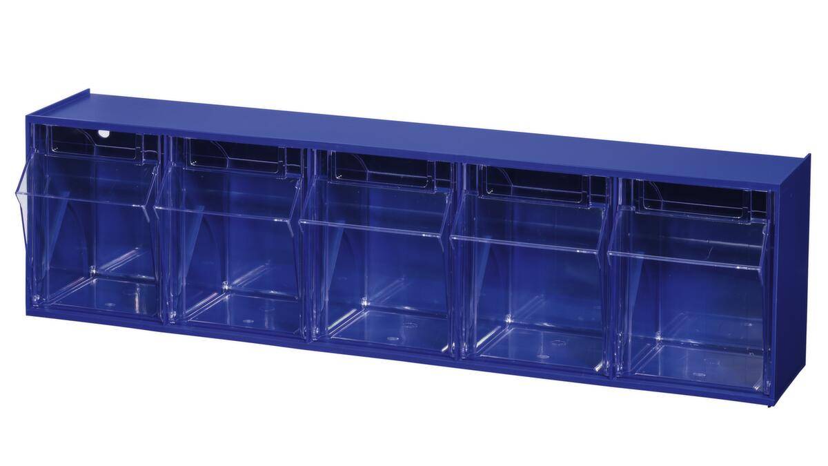 Klappkastenmagazin,HxBxT 165x600x135mm,5 Kästen,Gehäuse blau-0