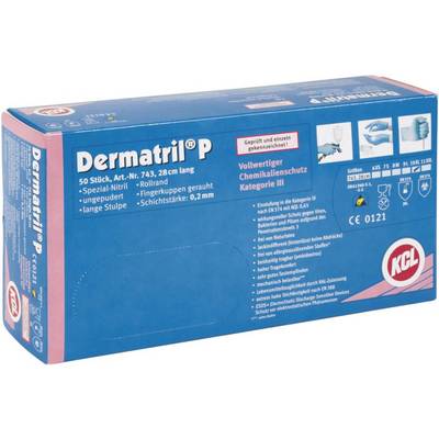 Einmalschutzhandschuh Nitril Dermatril® P 743 074310082C Größe 10 Farbe blau Trägermaterial Nitril Gauge - Mat.-Stärke-4
