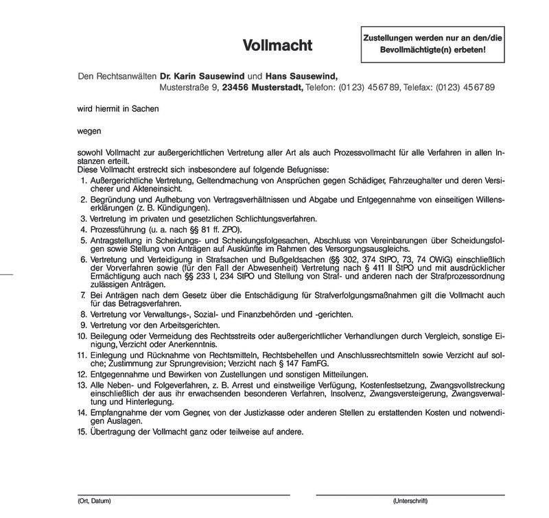 Einheitsvollmacht V118 100 Stück-1