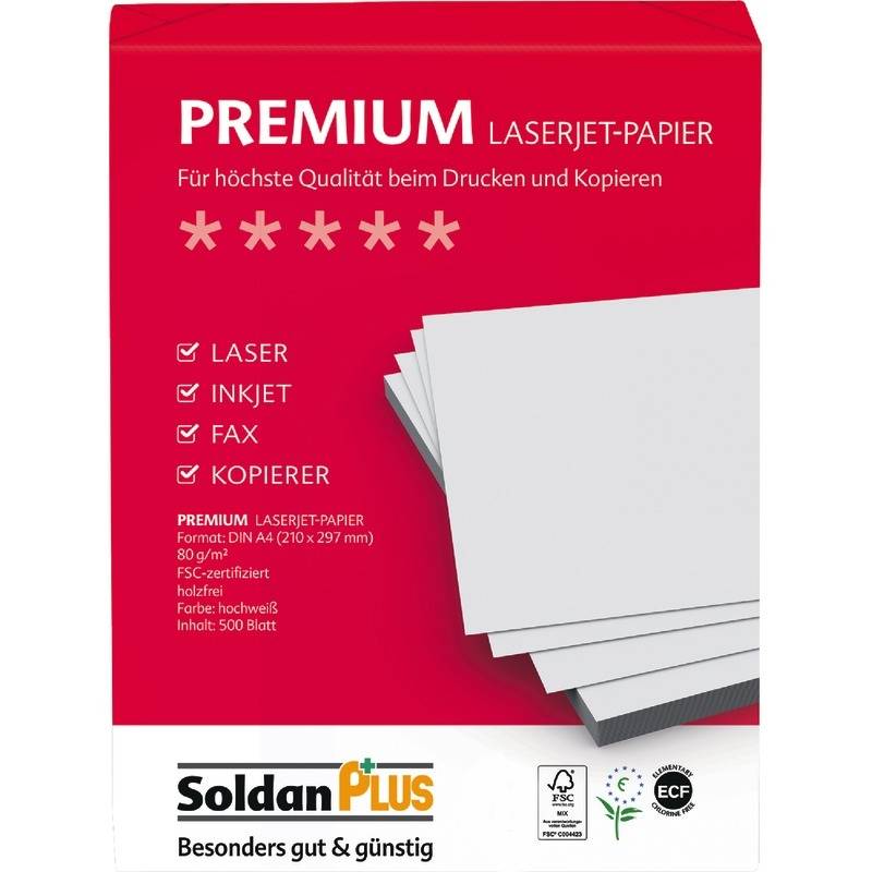 SoldanPlus Kopierpapier PREMIUM, DIN A4, 80 g/m², Pack: 500 Blatt-0