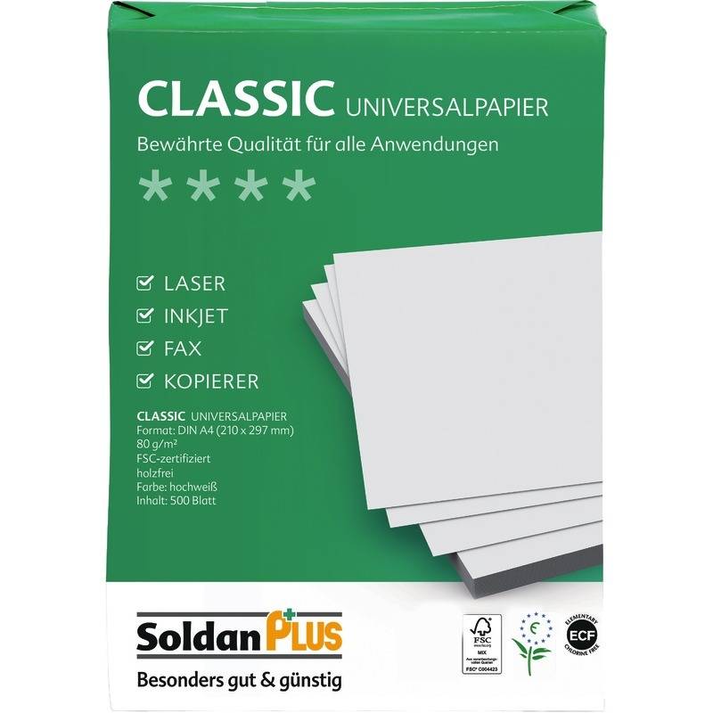 SoldanPlus Kopierpapier CLASSIC, DIN A4, 80 g/m², Pack: 500 Blatt, weiß-0