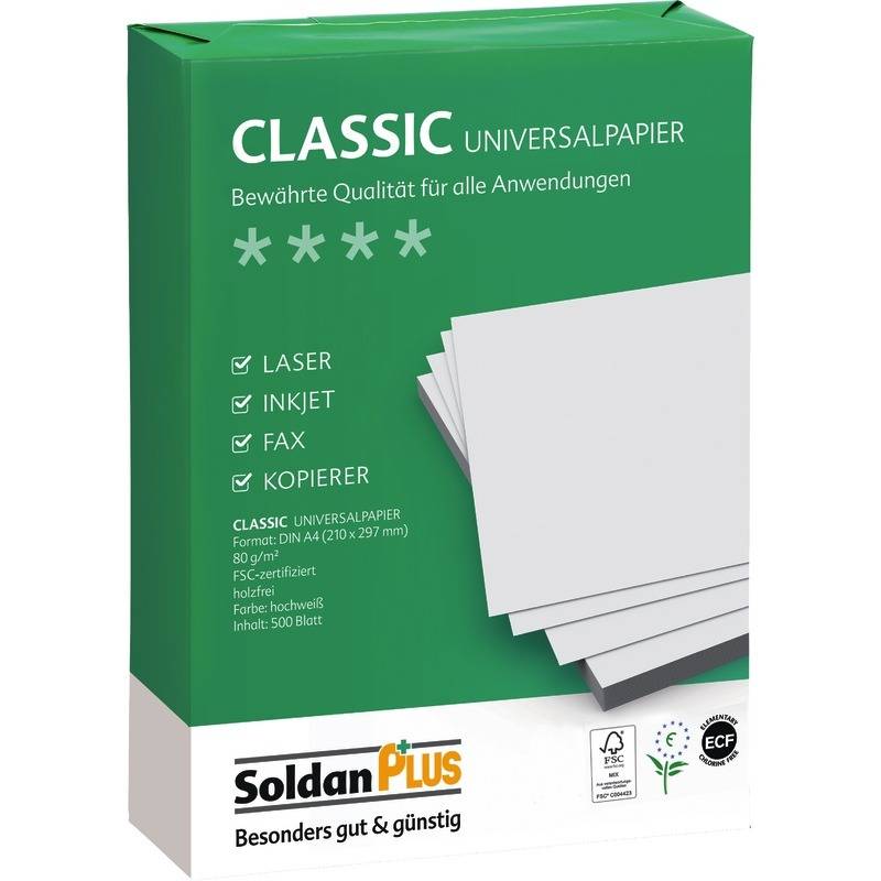 SoldanPlus Kopierpapier CLASSIC, DIN A4, 80 g/m², Pack: 500 Blatt, weiß-1