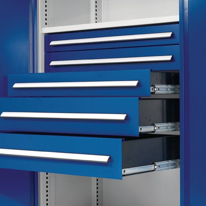 Schwerlastschrank H1950xB1000xT600mm lichtgrau/enzianblau 4 Fachböden Trgf.160kg-2