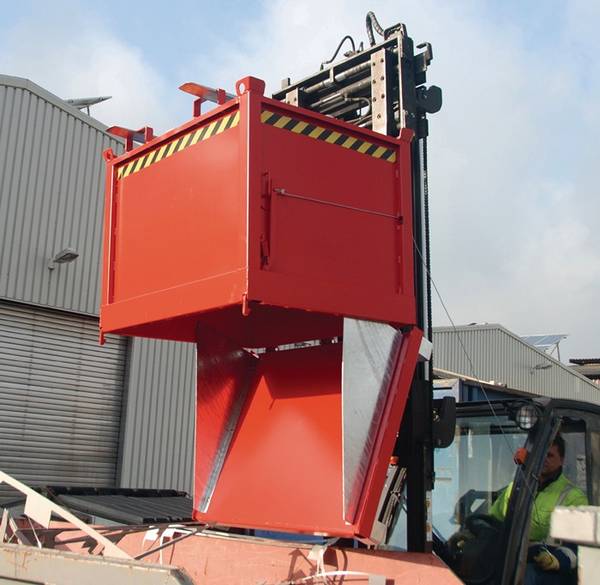 Klappbodenbehälter 2,0m³L1040xB1845xH1445mm lack.gelborang o.Zentrierwände BAUER
