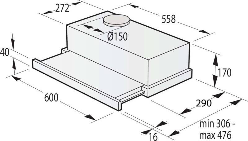 Gorenje Flachschirmhaube 60cm,Drucktasten TH62E4X-2