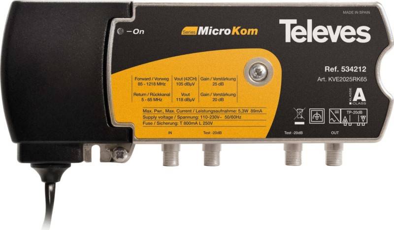 Televes BK-Verstärker 20/25dB m.RK (5-65MHz) 20dB KVE2025RK65-0