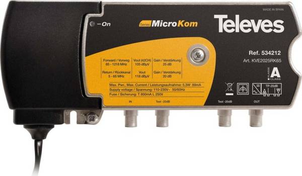 Televes BK-Verstärker 20/25dB m.RK (5-65MHz) 20dB KVE2025RK65