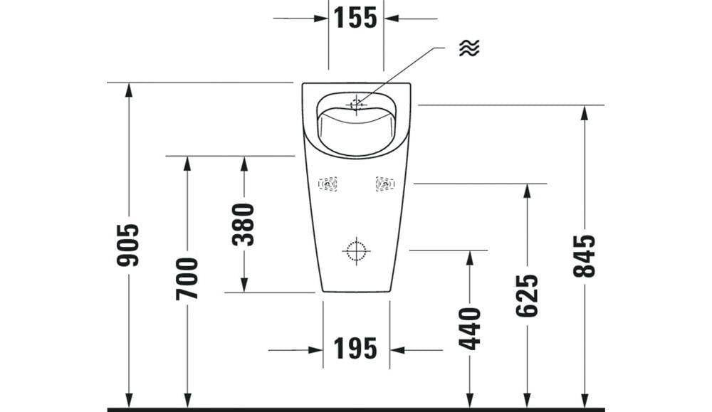 Duravit Urinal ME by Starck RIMLESS 0,5 l Ab waagerecht ohne Fliege weiß WG-1