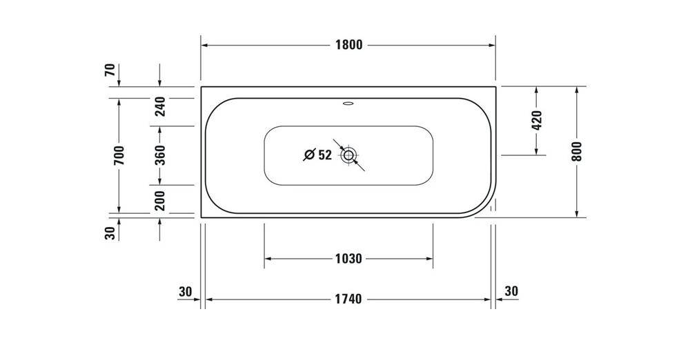 Duravit Badewanne HAPPY D.2 PLUS 180x80 Ecke li Acrylverkleidung grp s-ma-3